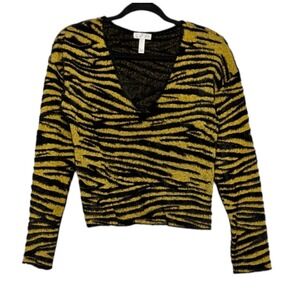 Leith Y2K Fuzzy Soft Goth Sweater Womens Size S Indie Sleaze‎ Grunge Edgy Glam
